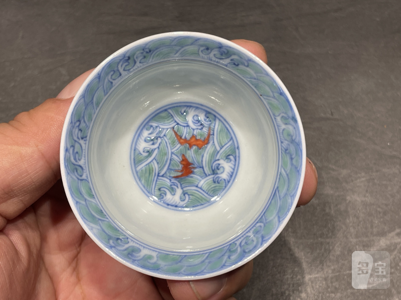 清雍正 斗彩福山寿海杯一对 - 图15